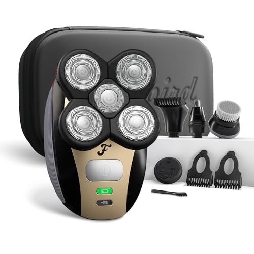 Freebird Electric Head & Body Hair Shaver - Mens Cordless Waterproof Razor with Rotary Blades (FlexSeries Shaver Kit + Travel Case)