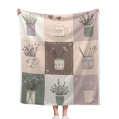 Artisanal Habitat Coperta in microfibra ultra morbida, 50x60in, Modello di patchwork di campagna, Leggera e Accogliente per Divano e Camera, ideale come regalo per compleanni, anniversari e festività