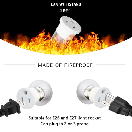 2 pack light socket to plug adapter convert light bulb socket to outlet adapter white