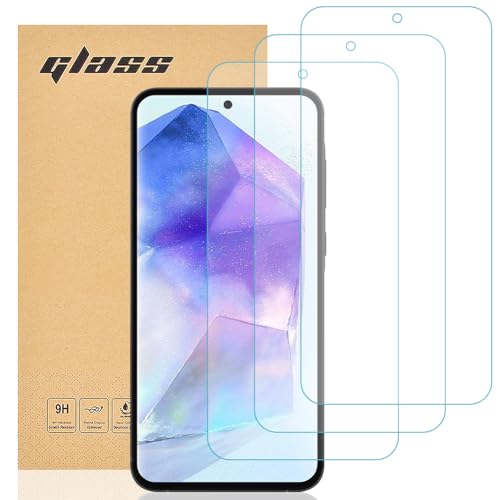 Totill Tempered Glass for Samsung Galaxy A55 Screen Protector [3 Pack] [Easy install] [Case Friendly] [Crystal Clarity] Comfortable Round Edge Shockproof Scratchproof oilproof Screen Protectors