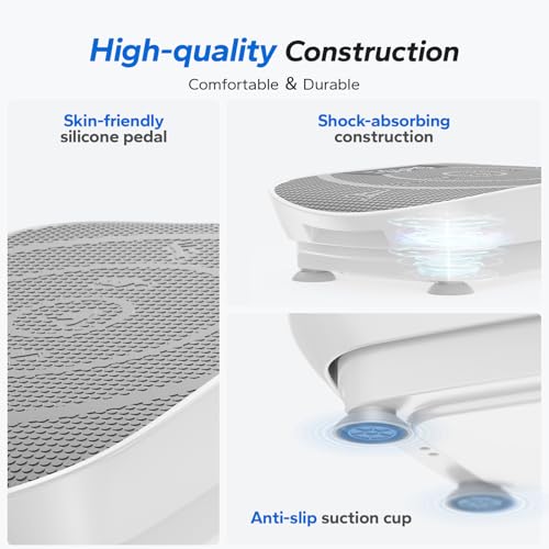 MERACH Vibration Plate Exercise Machine, Whole Body Workout Equipment for Women, Bluetooth and Silicone Pedal, Vibration Plate with Auto Mode, Vibrate Fitness Platform for Home (Grey)