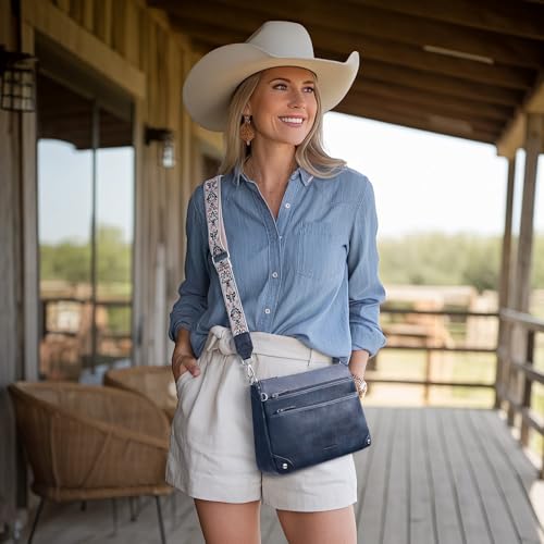 Image of Crossbody Bags for Women Rfid Travel Crossbody Purses Leather Handbags Medium Shoulder bag with Adjustable Strap
