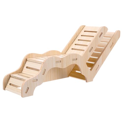 DOPENSPI Cachette polyvalente pour hamster et tunnel d'exploration, maison de hamster avec échelle d'escalade en bois, cachette décorative pour hamster,...