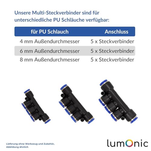 Conector neumático Lumonic 10x con acoplamiento múltiple push-in de 8mm 4