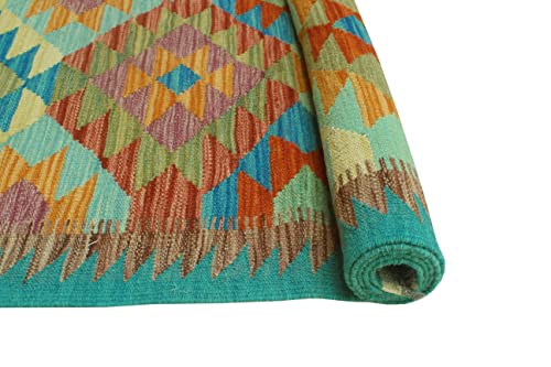 Noori Rug - Premium & Luxury Imported - Handmade Sangat Flatweave Perizat Runner - Blue - Red, 2'1" X 6'7" - Entryway - Kitchen - Bedroom #TOP5