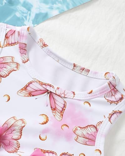 Image of Toddler Girl Swimsuit Baby Girl Bathing Suit Long Sleeve Floral Zipper One-Piece Rash Guard Swimsuit with Hat