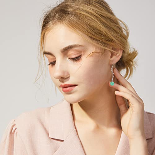 Tirdkid Handmade Jade Earrings For Women Girls，Spiral Threader Drop Dangle Earrings，Good Luck Gift For Anniversary Birthday Gift #TOP4