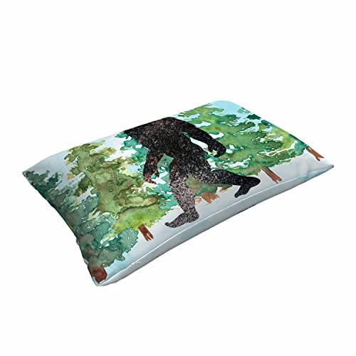 Mugod Pillow Case Black Big Sasquatch Monster And Green Pine Tree Watercolor,Throw Pillow Cover Decor For Sofa Bed Living For Girl Boy 20X30 Inches #TOP2