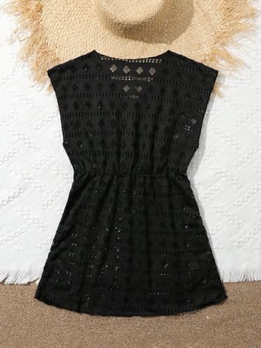 Image of SHENHE Girl's Swim Cover Up V Neck Sleeveless Hollow Out Beach Dress Coverup Beachwear