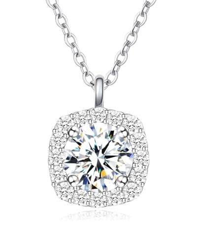 Moissanite Necklace for Women, 1 CT D Color VVS1 Lab