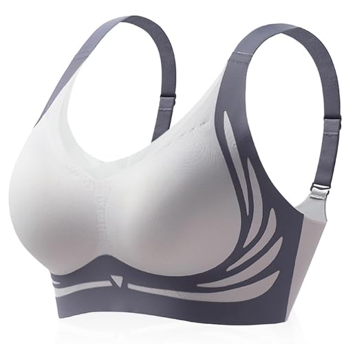 FHTECO Smoothing Bra Anti Sagging Wireless Push Up Bras for Women No Underwire Full Coverage Bra Comfy Bras for Women (Mesh-Blue, S)