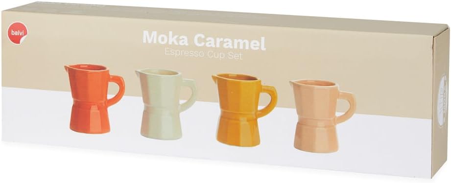 Balvi Set Espresso Moka Mugs Set with Coffee Maker Design Traditional Italian Ceramic