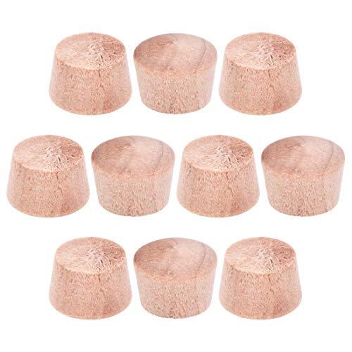 Image of uxcell Wood Button Top Plugs 3 /8 Inch Wood Color Hardwood Furniture Plugs 9 /25 Inch Height 200 Pcs