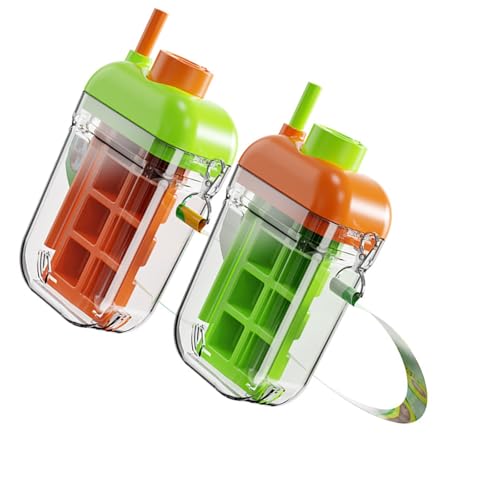 Botella con cubitera y pajilla 2 en 1 portátil miniatura 7