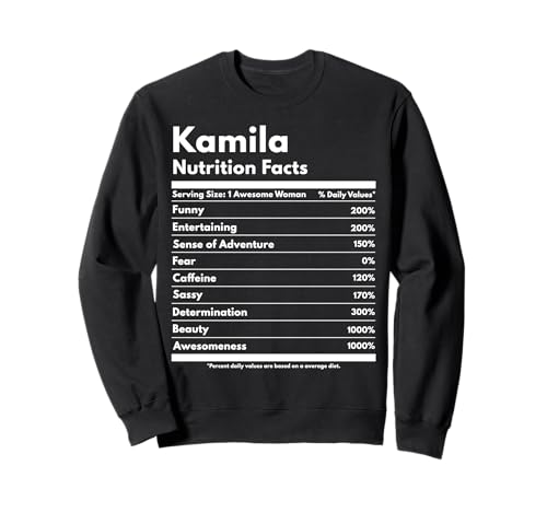 Kamila Valori nutrizionali Regalo Divertente Nome Personalizzato Kamila Felpa