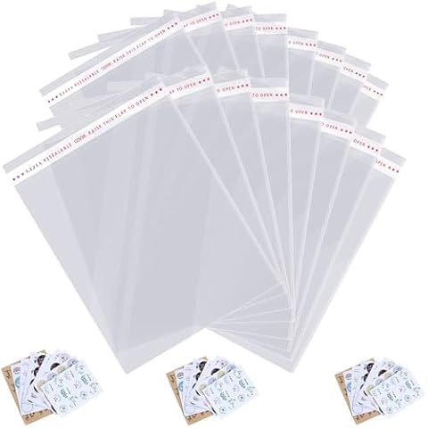 12x16 inches Large Clear Resealable Cellophane Bags for Packaging Products 600ct Plastic Self-sealing Gift Bags Self Adhesive Bags for Gifts,Clothes, Small Business, Thank you Stickers Cover