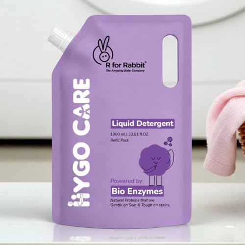 Image of R for Rabbit Hygocare 1000 ml Refill Pack Baby Laundry Liquid detergent for Clothes Powered by Bio Enzyme Handwash & Machine Wash, Effective Stain Removal, Residue-Free Biodegradable