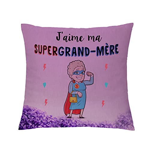 aligarian Grand-mère Housse de Coussin Nana Anniversaire Cadeau d'anniversaire taie d'oreiller Grand-mère Thanksgiving Cadeau de noël décoration de la Maison J'aime ma Super Grand-Mère (Typer 1) Cover