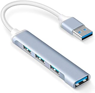 Mini USB Hub Extensions, 4 Port USB 3.0 Hub Expander, 2.0 Hub, USB Adapter Station, Ultra Slim Portable Data Hub Applicable for Laptop, iMac Pro, MacBook Air, Mac, Notebook PC, USB Splitter Aluminum