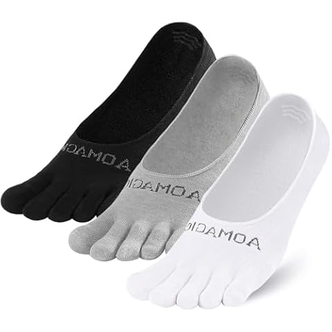 OrrinSports Toe Socks No show Socks Women Low Cut Invisible Running Socks Non-Slip Ankle Socks 3 Pack Liner Five Finger Socks Cover