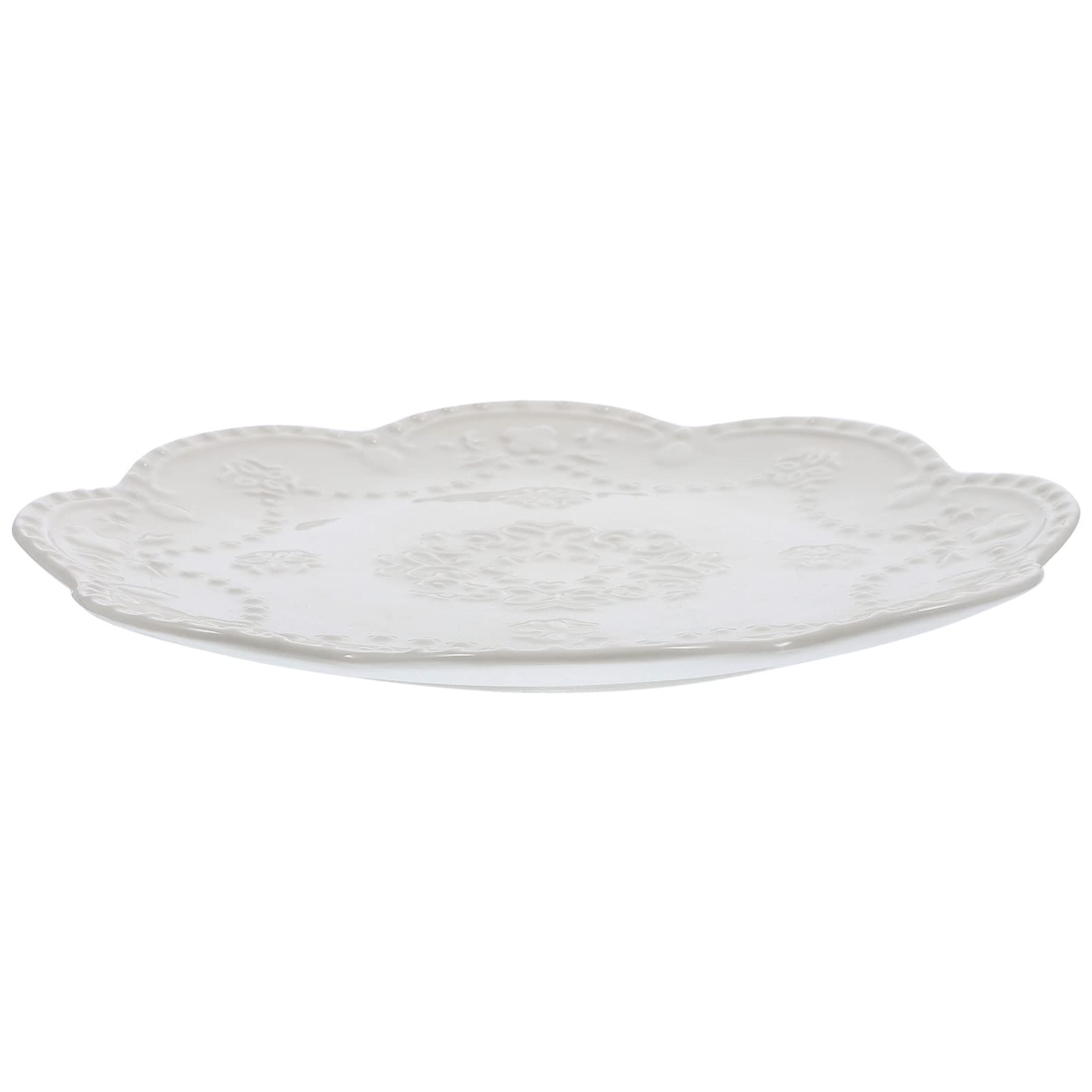 BESTonZON Piatto Decorativo in Ceramica Bianco dal Bordo Goffrato