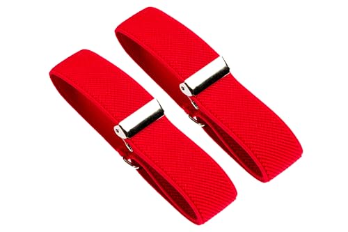 Olata Men’s Elasticated Adjustable Shirt Sleeve Holders (Pair) - 2.5cm. Red