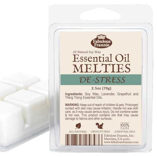 Fabulous Frannie De-Stress Pure & Natural Soy Candle Meltie/Tart/Melts Made with Pure Grapefruit, Ylang Ylang and Lavender Essential Oils 2.5oz