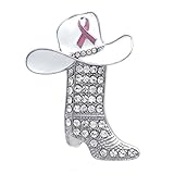 cocojewelry Cowboy Cowgirl Hat Boot Breast Cancer Awareness Pink Ribbon Brooch Pin (Pink Ribbon)