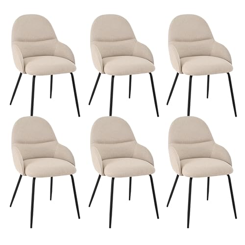 Goeurvant Juego De 6 Sillas De Comedor Con Reposabrazos Sillas Ergonómicas Tapizadas Modernas Con Funda De Lino Y Patas De Metal, Sillas Acolchadas Para Salón, Comedor, Cocina, Beige Goeurvant Juego De 6 Sillas De Comedor Con Reposabrazos Sillas Ergonómicas Tapizadas Modernas Con Funda De Lino Y Patas De Metal, Sillas Acolchadas Para Salón, Comedor, Cocina, Beige