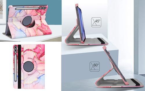 Image of TGK Rotating Flip Cover for Samsung Galaxy Tab S9 FE+ /S9 Plus /S10+ 12.4 inch Case Printed (Pink Marble)