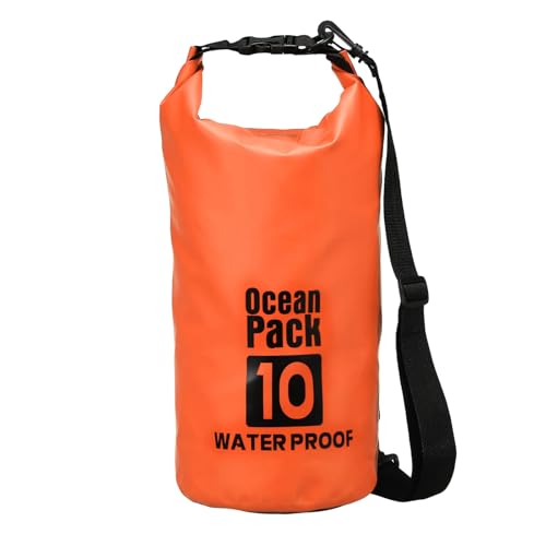 YELARXI Waterproof Dry Bag, 10L Fit for Women Men Water Proof Bags Lightweight Dry Storage Floating Backpack with Whistle for Travel Backpacking Boating Kayaking Camping (Orange)