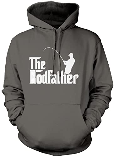 HotScamp The Rodfather - Unisex Hoodie - Fishing Fisherman Angling L Grey