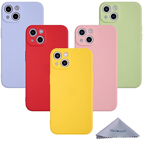 Wisdompro Case for iPhone 13, Bundle of 5 Pack Extra Thin Slim Soft TPU Gel Protective Case Cover...