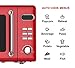 Emerson MWR7020RD Retro Compact Countertop Microwave Oven with Button Control, LED Display, 700W 5 Power Levels, 8 Auto Menus, Glass Turntable and Child Safe Lock, 0.7, Retro Red