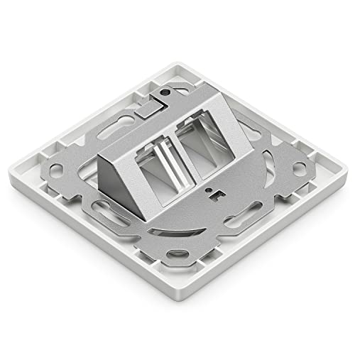 deleyCON 1x 2 Port LAN Anschlussdose Datendose Unterputzdose für Keystone Module 45° Gewinkelter Auslass für Keystone Module mit z.B. RJ45 Koaxial F-Stecker RJ-11 Cinch Klinke Toslink PS2
