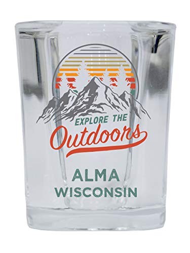 Alma Wisconsin Explore the Outdoors Souvenir 2 Ounce Square Base Liquor Shot Glass
