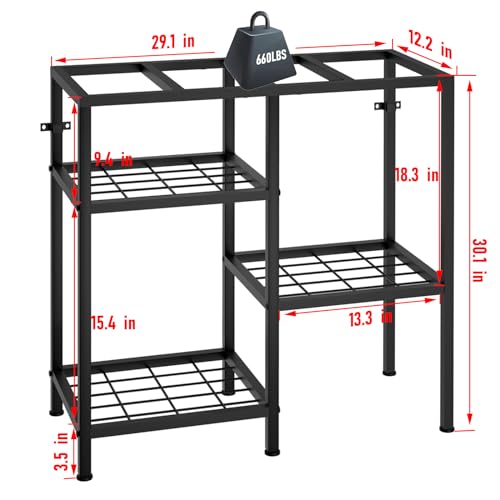 YBING Fish Tank Stand 20 Gallon Aquarium Stand Aquarium Turtle Tank Reptile Tank Stand with 3-Tier Small Metal Shelf Black - Image 6