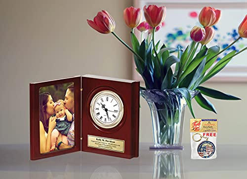 Allgiftframes Folding Award Bookcase Photograph Engraved Desk Clock Personalized 4X6 Photo Picture Executive Employee Appreciation Gift Present Anniversary Wedding Case #TOP1
