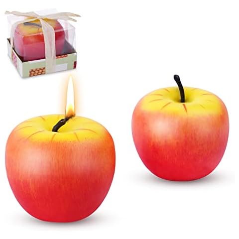 AOMIG Christmas Candles, 2 Pack Creative Apple Shaped Christmas Candle Gifts for Women, Natural Soy Wax Simulation Fruit Candles, Apple Shape Party Candle for Christmas Birthday Party Decoration (S) Cover