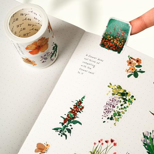 WT Spring Oasis Washi Tape Sticker Set, 3 Rolls, Original Designs, Nature-Inspired Floral Decorative Masking Tape, Wide Craft Tape, Bujo Planner Supplies, Adhesive Wrapping Tape, DIY Paper Tape - Image 3