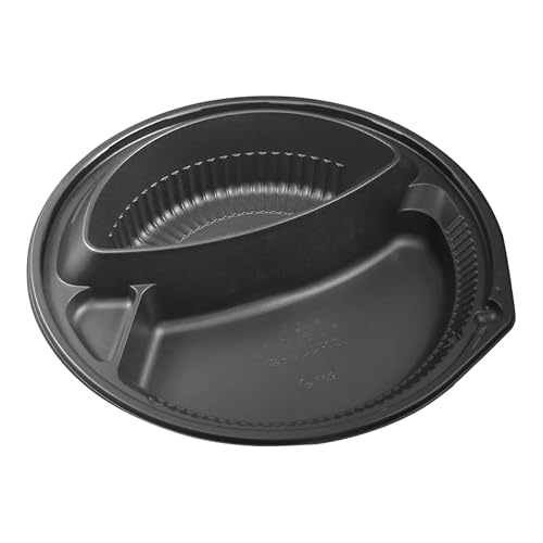 Chuo Chemical Disposable Curry Dish, Container, Take-Out Lunch Box, Made in Japan, Microwavable, CT-OJ Lunch, Main Unit, Black, 50 Pieces, Diameter 9.3 x 1.9 inches (23.5 x 4.8 cm)