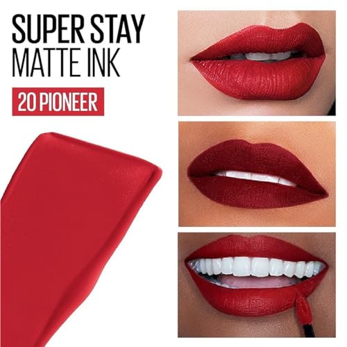 Image of Maybelline New York Liquid Matte Lipstick, Long Lasting, 16hr Wear, Superstay Matte Ink, 20 Pioneer, 5ml & High Shine Gloss, Lasts for 16 HRs, SuperStay Vinyl Ink, Witty