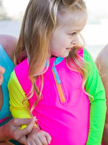 Image of RuffleButts Baby /Toddler Girls Rash Guard 2-Piece Swimsuit Set - Long Sleeve Bikini with UPF 50+ Sun Protection
