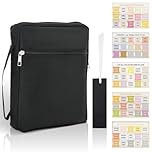 QZDAFFIC Bible Cover Bible Case with Bible Tabs, 10.5 Inch Large Bible Bag for Women Girls, A5 Diary Cover Zipped Case for Bible Study Accessories (Black)