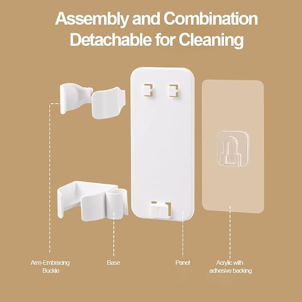 Organizer per capelli da parete, con morsetto regolabile per ferro arricciacapelli e strumenti per lo styling, portaoggetti da bagno, bianco - 3
