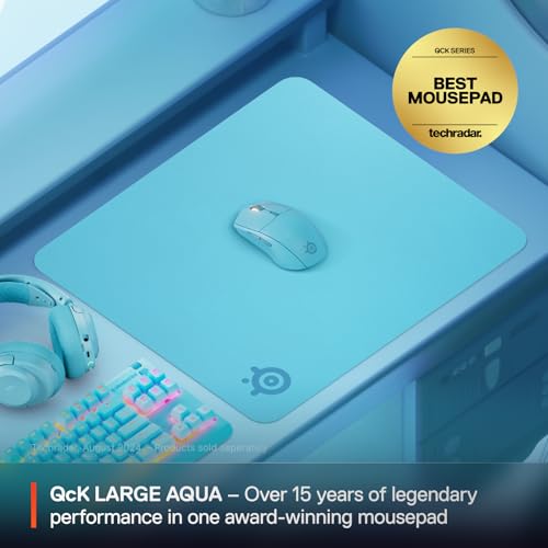 SteelSeries QcK Cloth Gaming Mouse Pad - Exclusive Micro-Woven Surface - Optimized for Gaming Sensors - Maximum Control - Size L - Aqua by SteelSeries - Image 2