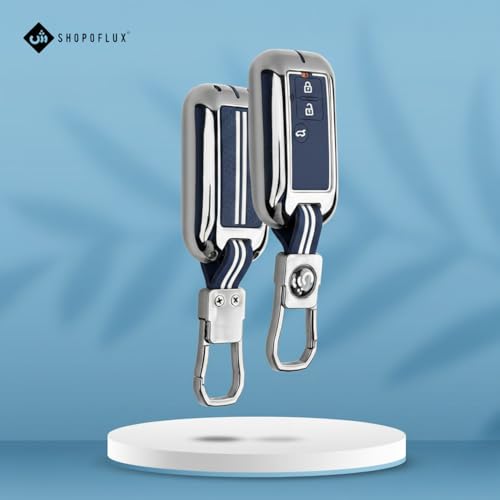 Image of SHOPOFLUX Metal key Cover Compatible with Suzuki Dzire | Ertiga 3 button smart key (Black) (Pack 1)