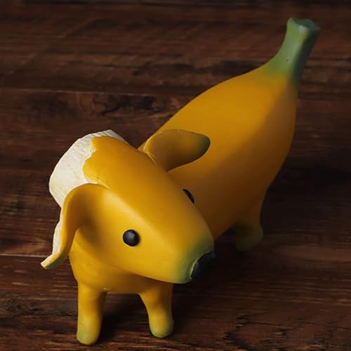 Estatua de perro plátano de resina divertida para jardín miniatura 3