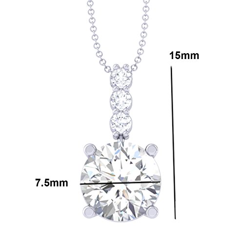 Clara 92.5 Sterling Silver White Gold Plated Round Brilliant Solitaire Pendant Chain Necklace for Women & Girls - Image 3
