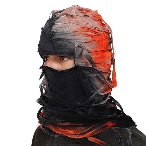 Passamontagna da sci per uomo e donna, maschera integrale strappata con effetto invecchiato, divertente, hip-hop, feste di Halloween, festival musicali, copertura per la testa, per moto, ciclismo